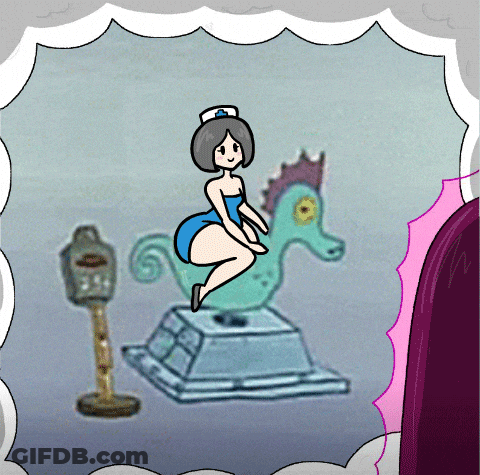 A Cartoon Of A Girl Riding A Seahorse GIF