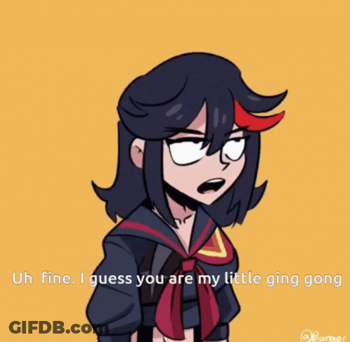A Cartoon Of A Girl Saying " Oh Fine I Guess You Are My Little Going Gong " GIF