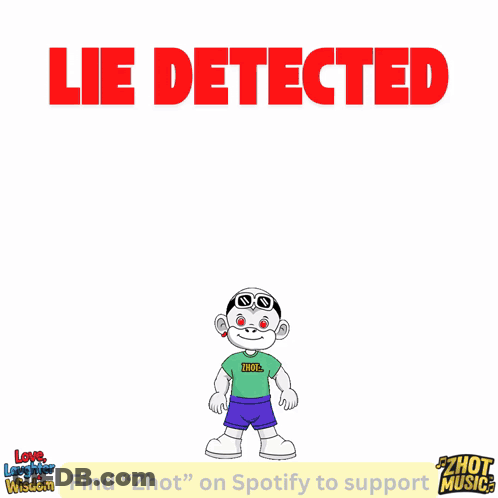 A Cartoon Of A Girl Sitting At A Desk With A Laptop And The Words Lie Detected Below Her GIF