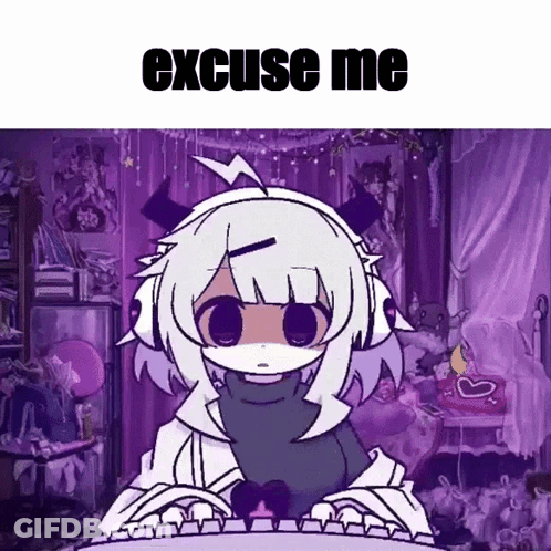 A Cartoon Of A Girl Sitting At A Keyboard With The Words Excuse Me Written Above Her GIF