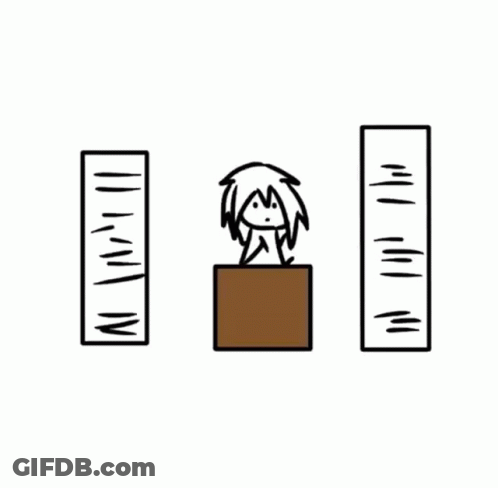 A Cartoon Of A Girl Sitting On A Box Next To A Ruler . GIF