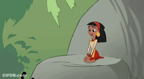 A Cartoon Of A Girl Sitting On A Rock Surrounded By Leaves GIF