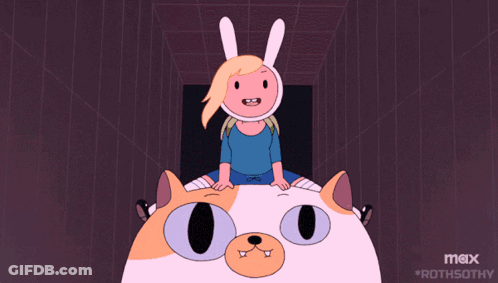 Cartoon Girl Sitting On Top Of Cat With Max Rothsothy Text GIF