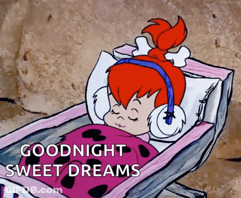 A Cartoon Of A Girl Sleeping In A Bed With The Words Goodnight Sweet Dreams Below Her GIF