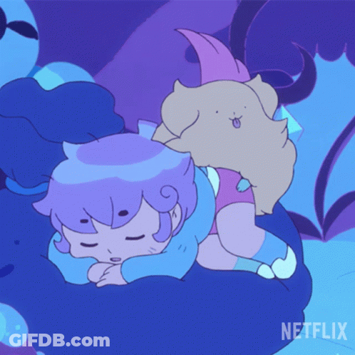 A Cartoon Of A Girl Sleeping Next To A Cat With A Netflix Logo In The Corner GIF