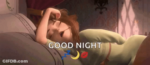 A Cartoon Of A Girl Sleeping With The Words Good Night Written Above Her GIF