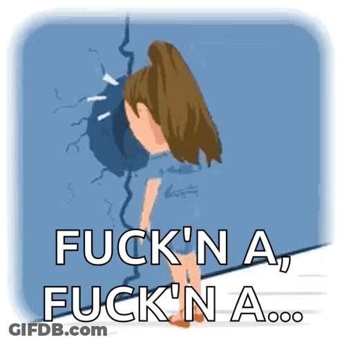A Cartoon Of A Girl Standing In Front Of A Wall With The Words Fuck N A Fuck N A GIF