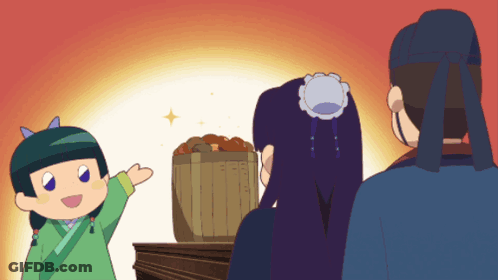 Cartoon Girl Standing Next To Man And Woman With Basket GIF