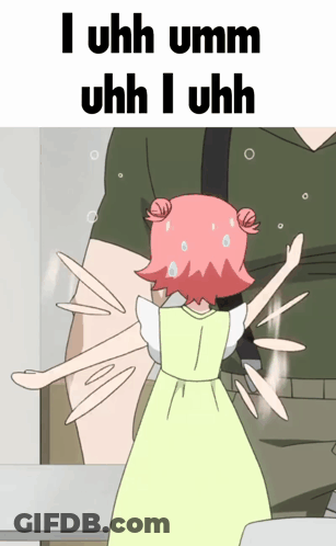 A Cartoon Of A Girl Standing Next To A Man With The Words I Uhh Umm Uhh GIF