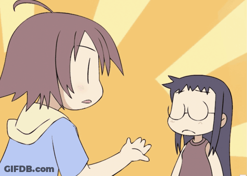 A Cartoon Of A Girl Talking To Another Girl With The Words Give Me Use Behind Them GIF