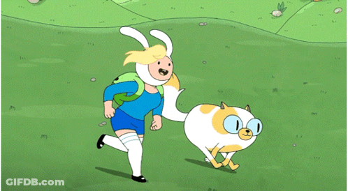 Girl Walking Cat In Grass Field GIF