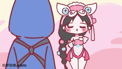 A Cartoon Of A Girl Wearing A Bunny Costume And A Blue Hoodie GIF