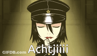 A Cartoon Of A Girl Wearing A Hat With The Word Achtjiii Written Below Her GIF