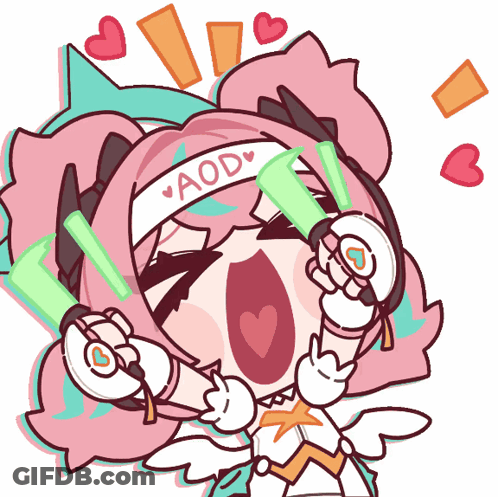 A Cartoon Of A Girl Wearing A Headband That Says Aod GIF