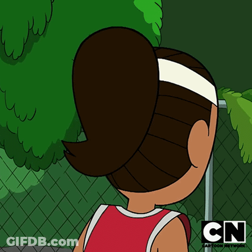 A Cartoon Of A Girl Wearing A Headband With Cn Written On It GIF