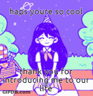 A Cartoon Of A Girl Wearing A Party Hat With The Words " Haps Youre So Cool " GIF