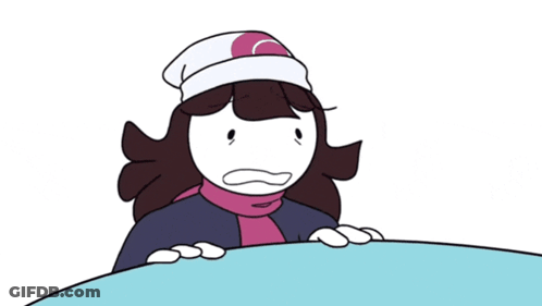 A Cartoon Of A Girl Wearing A Pink Scarf And Hat GIF