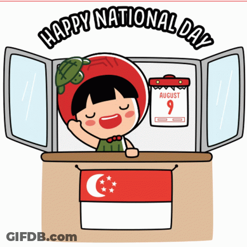 A Cartoon Of A Girl Wearing A Tomato Hat Looking Out A Window With The Date August 9 GIF
