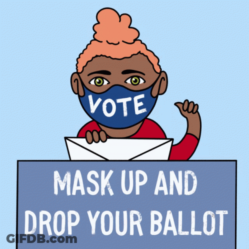 A Cartoon Of A Girl Wearing A Vote Mask GIF