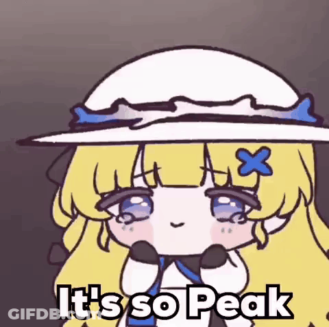 A Cartoon Of A Girl Wearing A White Hat And A Blue Flower . GIF