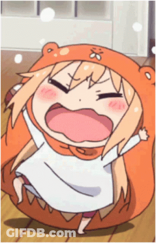 A Cartoon Of A Girl Wearing An Orange Hooded Hat With The Letter B On It GIF