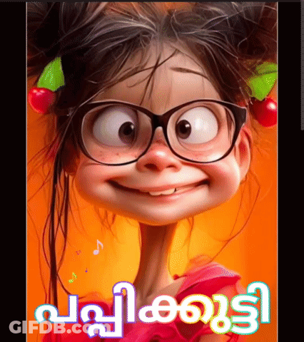 A Cartoon Of A Girl Wearing Glasses And Smiling With A Foreign Language Caption GIF