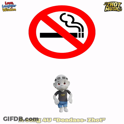 A Cartoon Of A Girl Wearing Headphones Next To A No Smoking Symbol GIF