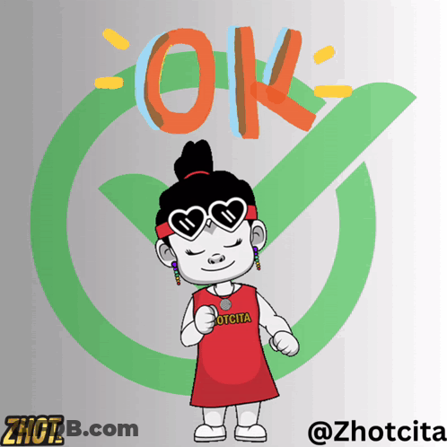 A Cartoon Of A Girl Wearing Sunglasses And A Red Shirt That Says Hotcita GIF