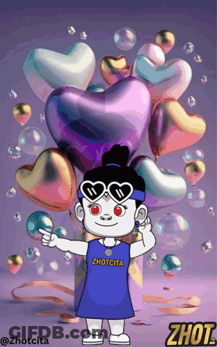 A Cartoon Of A Girl Wearing Sunglasses And A Shirt That Says Zhotcita GIF