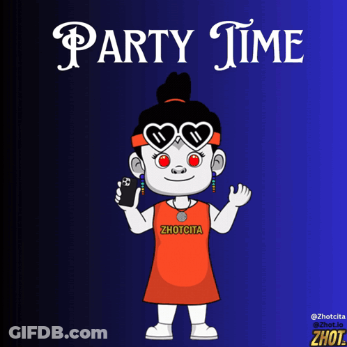 A Cartoon Of A Girl Wearing Sunglasses And A Zhotcita Shirt Holding A Cell Phone GIF