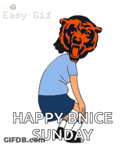 A Cartoon Of A Girl With A Bear Head And The Words Happy Bnice Sunday On The Bottom GIF