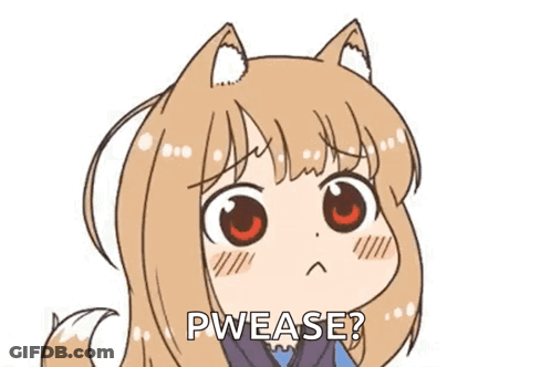 A Cartoon Of A Girl With A Cat Ear And The Words `` Pplease '' . GIF