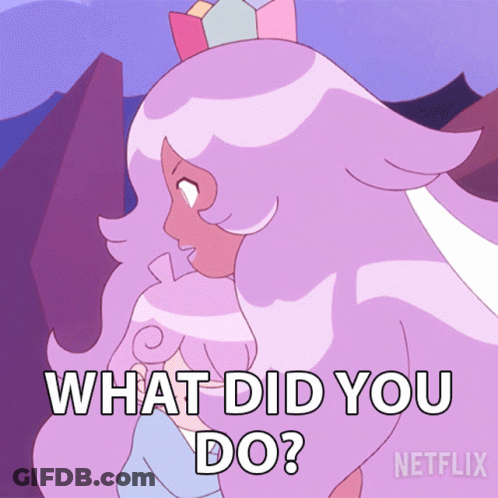 A Cartoon Of A Girl With A Crown On Her Head Says What Did You Do GIF
