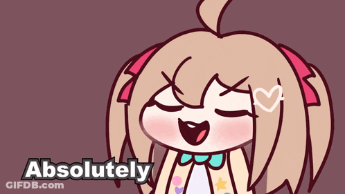 A Cartoon Of A Girl With A Heart And The Words Absolutely Above Her GIF