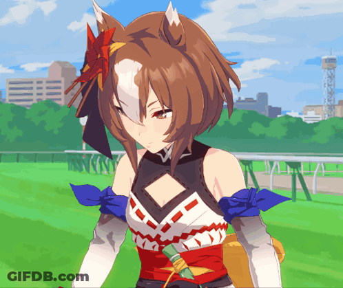 A Cartoon Of A Girl With A Horse Head GIF