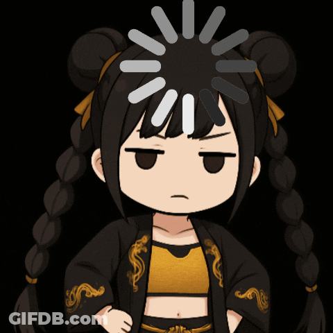 A Cartoon Of A Girl With A Loading Circle On Her Head GIF