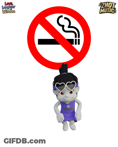 A Cartoon Of A Girl With A No Smoking Sign Behind Her GIF