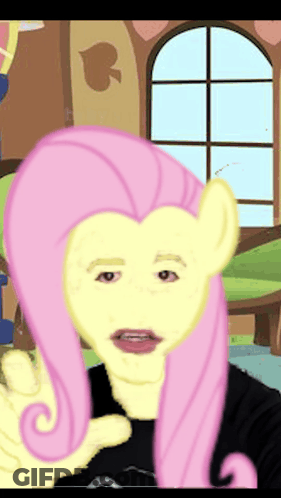 A Cartoon Of A Girl With A Pony Head GIF