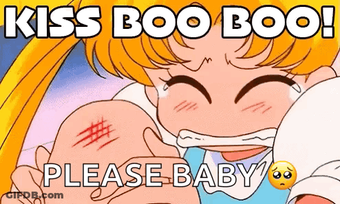 A Cartoon Of A Girl With A Scar On Her Arm . GIF