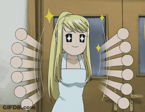 A Cartoon Of A Girl With A Star On Her Eyes GIF