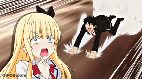 A Cartoon Of A Girl With A Surprised Look On Her Face And A Man Laying On The Ground GIF
