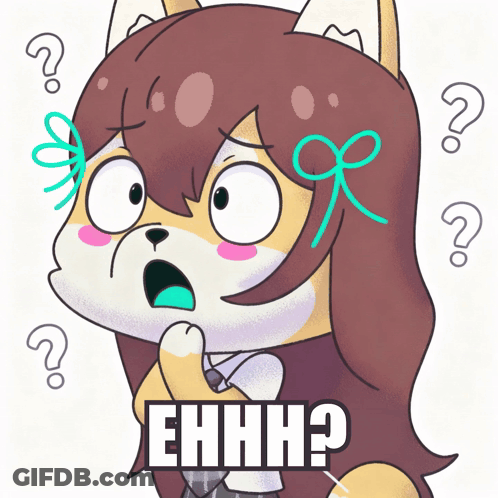 A Cartoon Of A Girl With A Surprised Look On Her Face And The Words Ehhh On The Bottom GIF