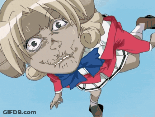 A Cartoon Of A Girl With A Very Funny Face GIF