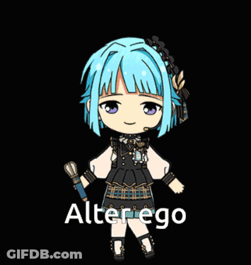 A Cartoon Of A Girl With Alter Ego Written In The Corner GIF