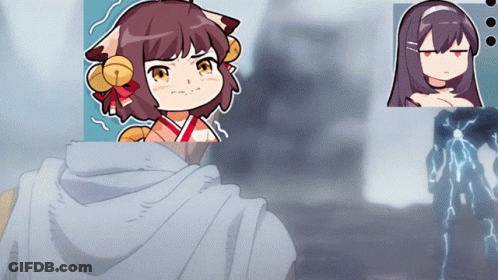 A Cartoon Of A Girl With Bells On Her Ears And A Robot GIF