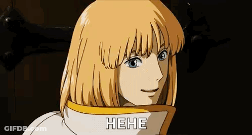 Blonde Girl Smiling Says Hehe GIF