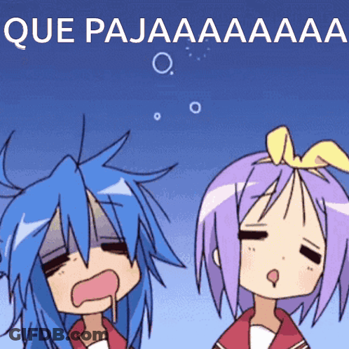 A Cartoon Of A Girl With Blue Hair And A Girl With Purple Hair And The Words Que Pajaaaaaa GIF