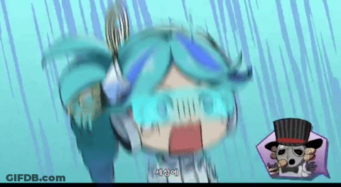 A Cartoon Of A Girl With Blue Hair And A Top Hat .. GIF