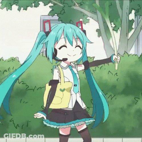 A Cartoon Of A Girl With Blue Hair And A Yellow Bag That Says ' S ' On It GIF