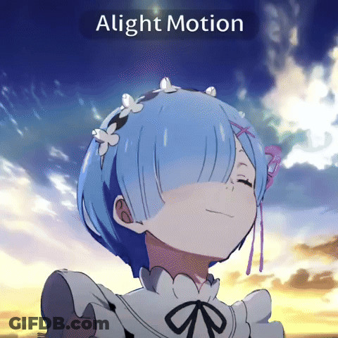 A Cartoon Of A Girl With Blue Hair And The Words " Alight Motion " Below Her GIF